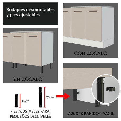 Cocina Integral 270cm Blanco/Crema Agata Madesa 08