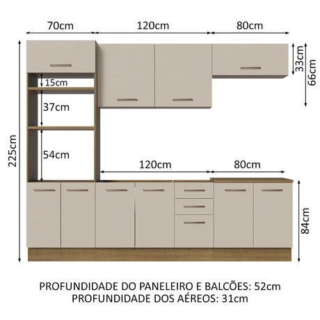 Cocina Integral 270cm Marrón/Crema Agata Madesa 01