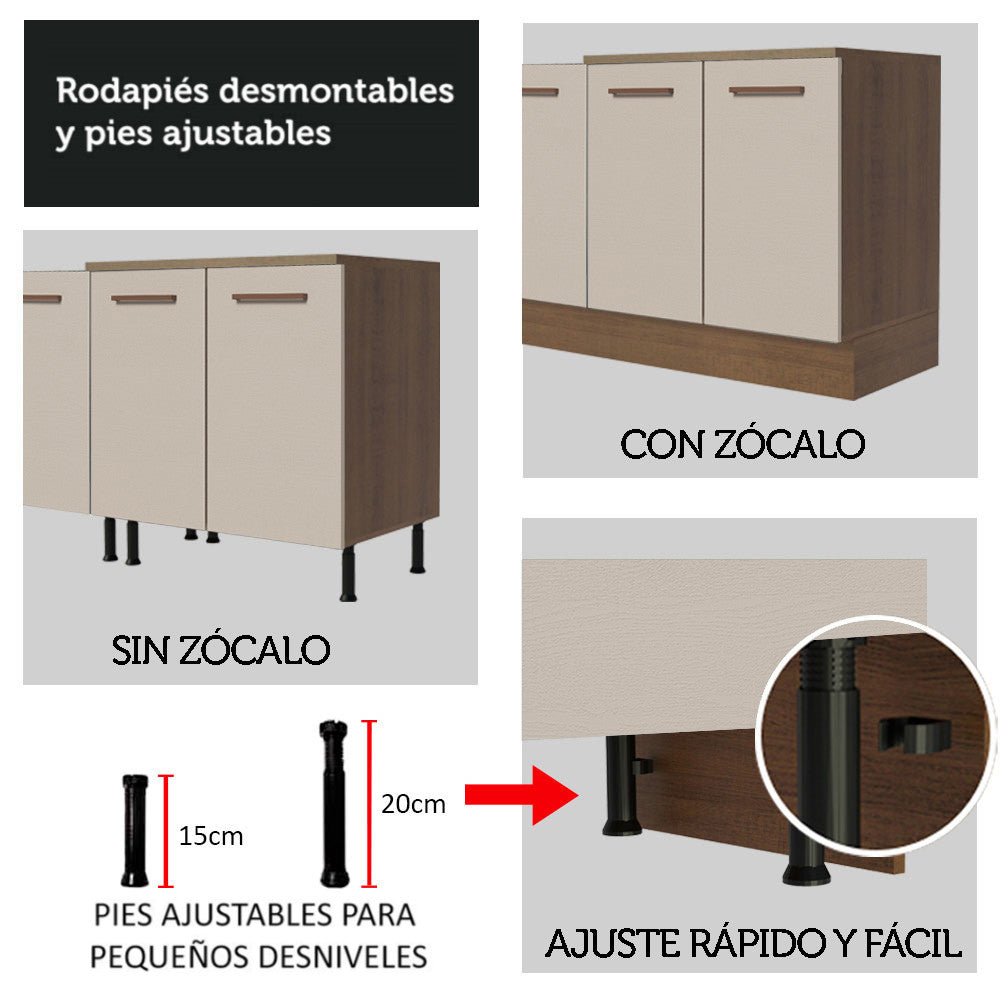 Cocina Integral 270cm Marrón/Crema Agata Madesa 01