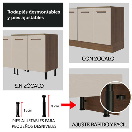 Cocina Integral 270cm Marrón/Crema Agata Madesa 01