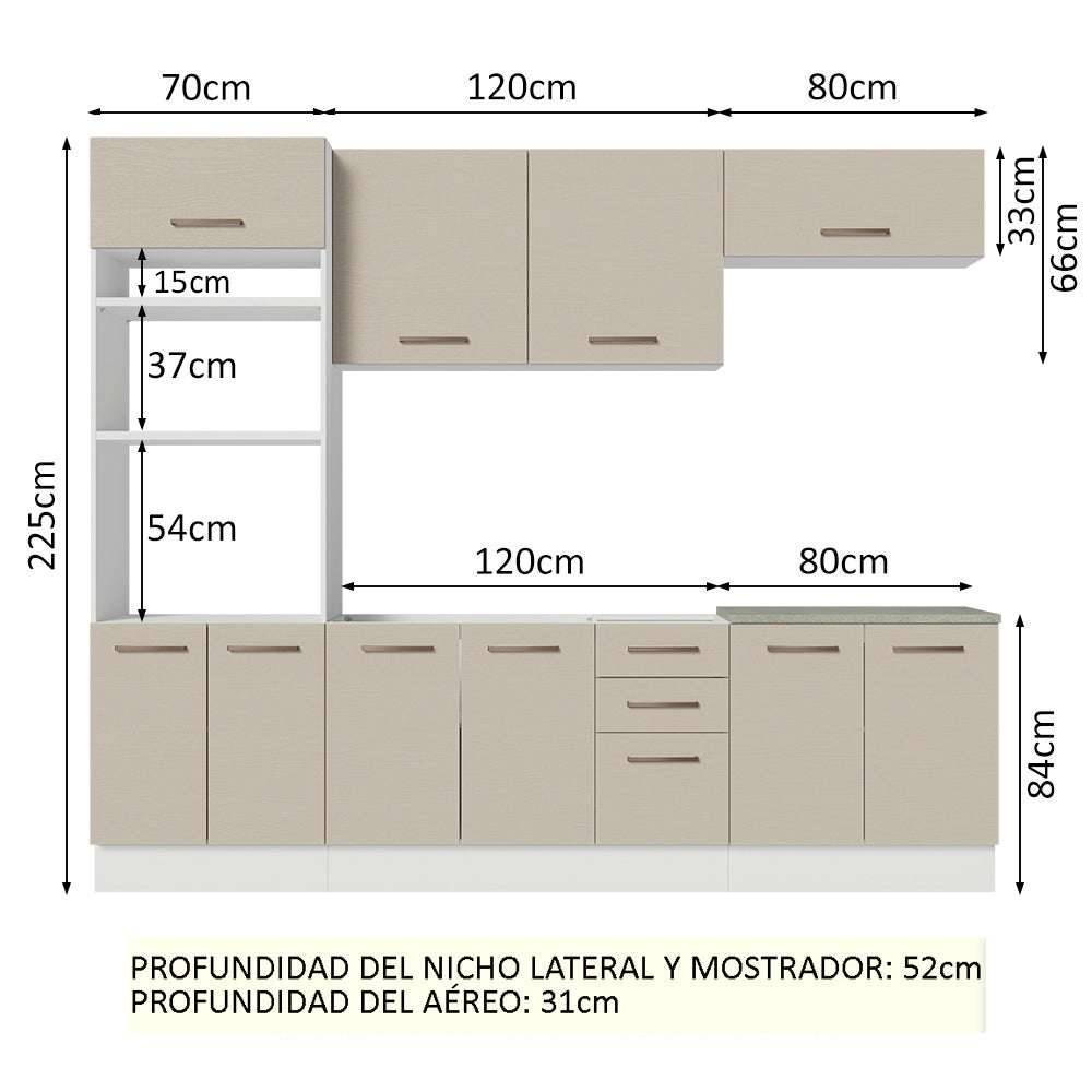 Ripley - Mueble de Cocina Integral Agata 270 cm - Con Encimera