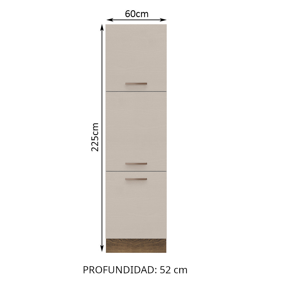 Mueble Despensa 60 cm 3 Puertas Marrón/Crema Agata Madesa