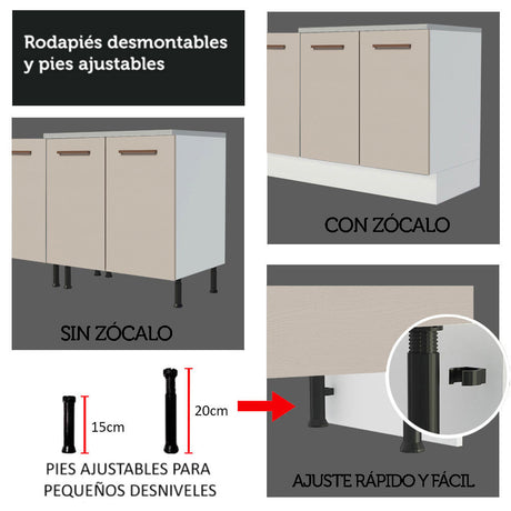 Cocina Integral 270cm Blanco/Crema Agata Madesa 01