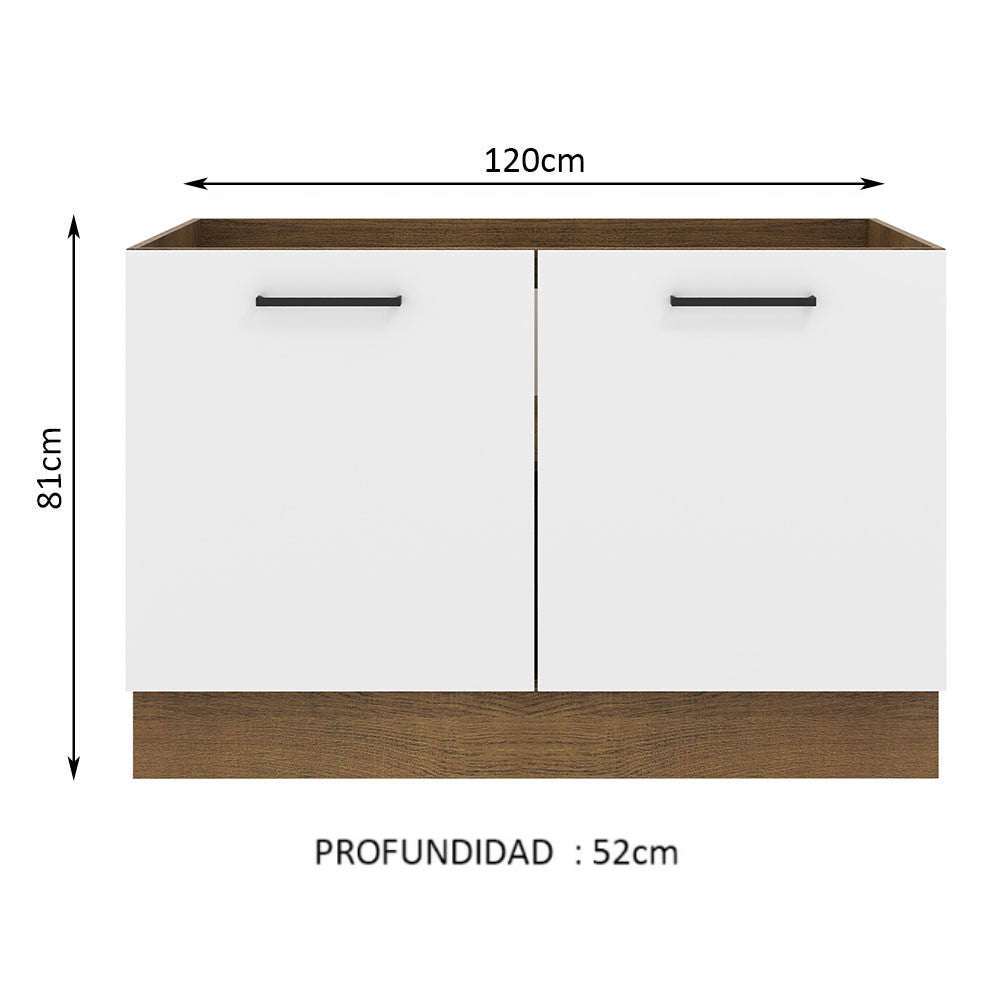 Gabinete Bajo para Fregadero 120 cm 2 Puertas Marrón/Blanco Agata Madesa