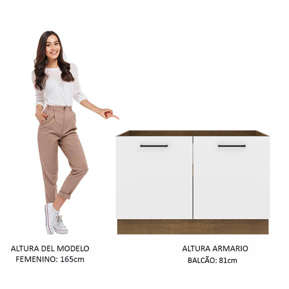 Gabinete Bajo para Fregadero 120 cm 2 Puertas Marrón/Blanco Agata Madesa