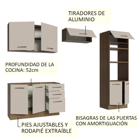 Cocina Integral 270cm Marrón/Crema Agata Madesa 08