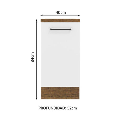 Mueble de Cocina Madesa Agata 40 cm 1 Puerta Marrón/Blanco