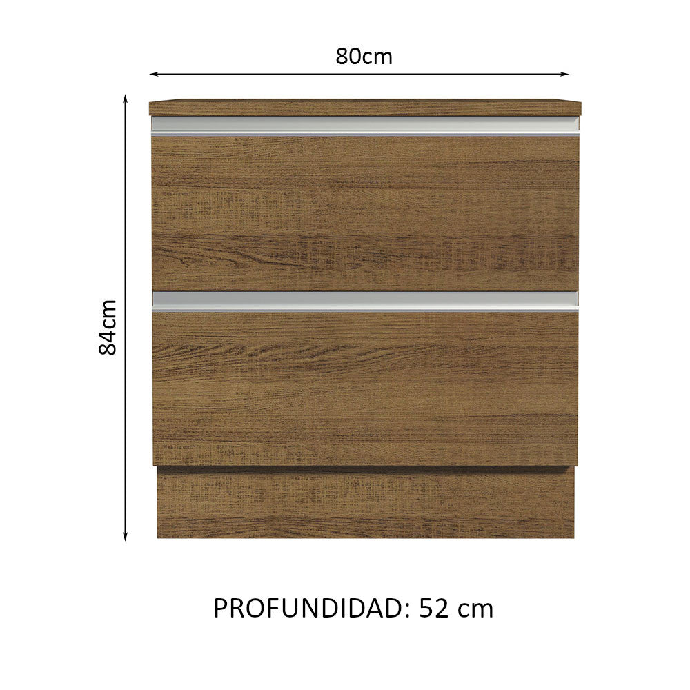 Mueble de Cocina 80 cm 2 Cajones Marrón Glamy Madesa