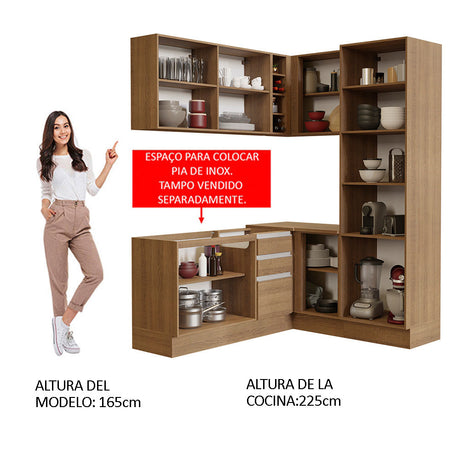 Cocina Integral Esquinera 329cm Marrón Glamy Madesa 01