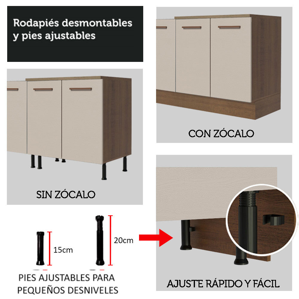 Cocina Integral Esquinera 479cm Marrón/Crema Agata Madesa 01