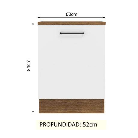 Mueble de Cocina Madesa Agata 60 cm 1 Puerta Marrón/Blanco