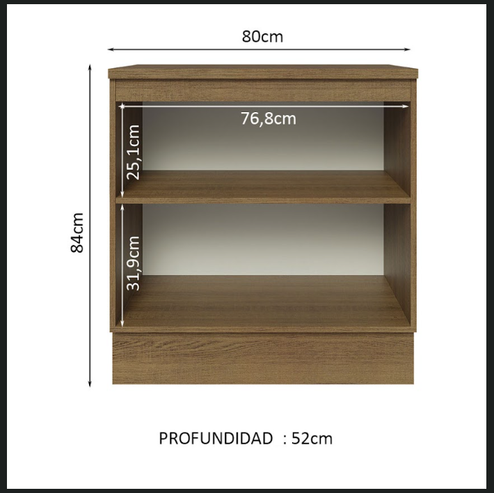 Mueble de Cocina Madesa Glamy 80 cm 2 Puertas Marron