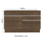 Mueble de Cocina para Fregadero Madesa Glamy 120 cm 1 Puerta y 2 Cajones (Sin Tablero ni Fregadero) Marrón