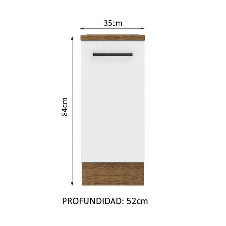 Mueble de Cocina Madesa Agata 35 cm 1 Puerta Marrón/Blanco