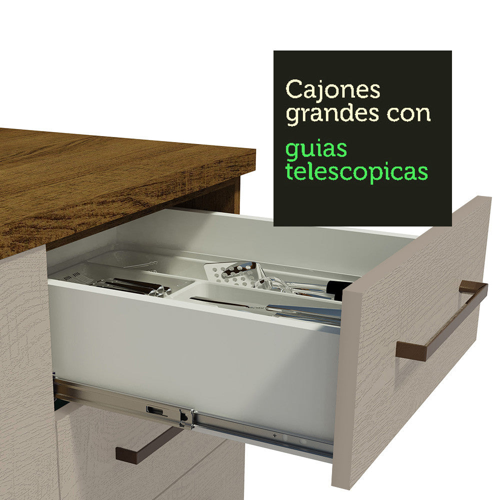 Mueble para Horno 60 cm 1 Puerta 3 Cajones Marrón/Crema Agata Madesa