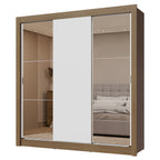 Clóset Matrimonial 170 cm 3 Puertas Corredizas Con 2 Espejos 2 Cajones Marrón/Blanco Sublime Madesa