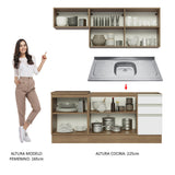 Cocina Integral con Fregadero 180cm Glamy 13 Marrón/Blanco