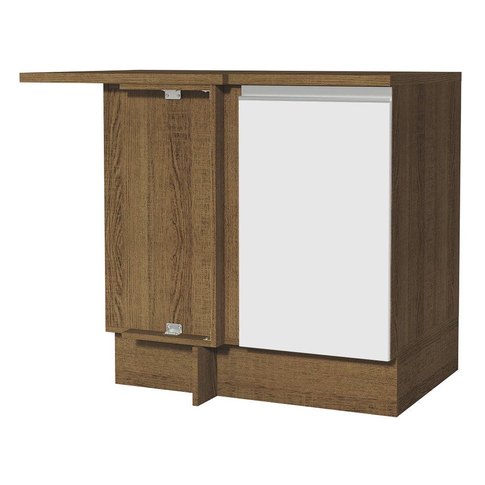 Gabinete Bajo Esquinero 102 cm 1 Puerta Marrón/Blanco Glamy Madesa