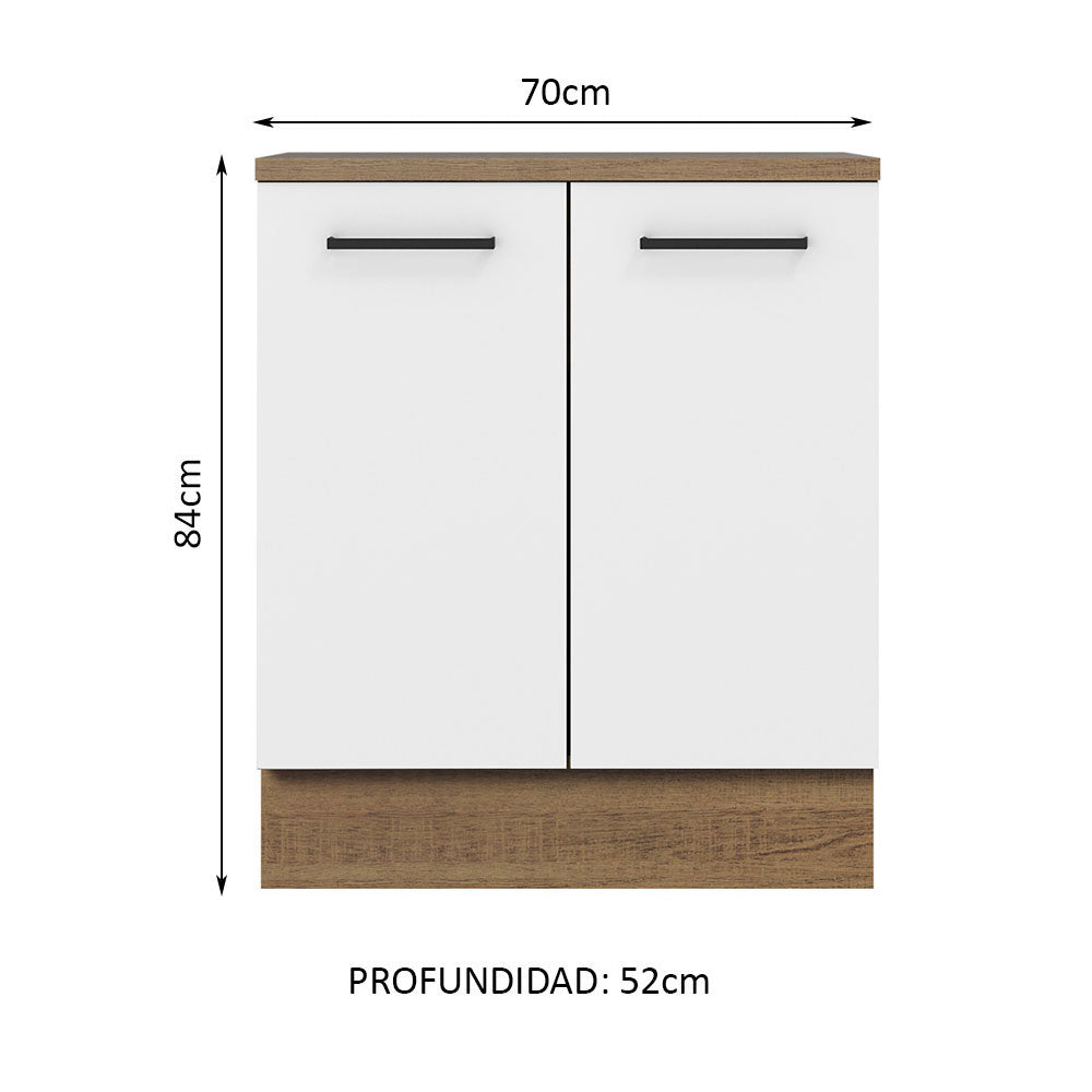 Gabinete Bajo Agata 70 cm 2 Puertas Marrón/Blanco