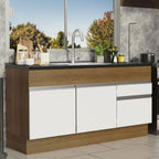 Gabinete Bajo para Fregadero 150 x 52 cm 2 Puertas 2 Cajones Sin Encimera Marrón/Blanco Glamy Madesa 01