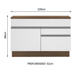 Mueble de Cocina para Fregadero Madesa Glamy 120 cm 1 Puerta y 2 Cajones (Con Tablero) Marrón/Blanco