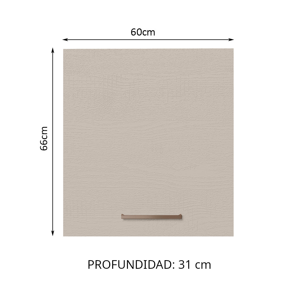 Gabinete Superior 60 cm 1 Puerta Marrón/Crema Agata Madesa