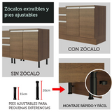 Gabinete Bajo para Fregadero 120 cm 1 Puerta y 2 Cajones (Con Encimera) Glamy Marrón