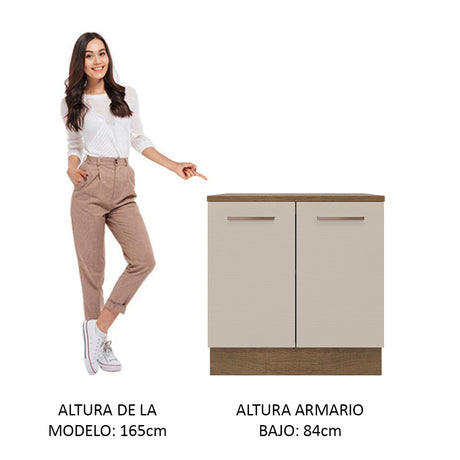 Mueble de Cocina 80 cm 2 Puertas Marrón/Crema Agata Madesa