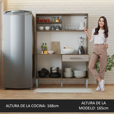 Mueble de Cocina Compacto 120cm Marron/Crema Life Madesa