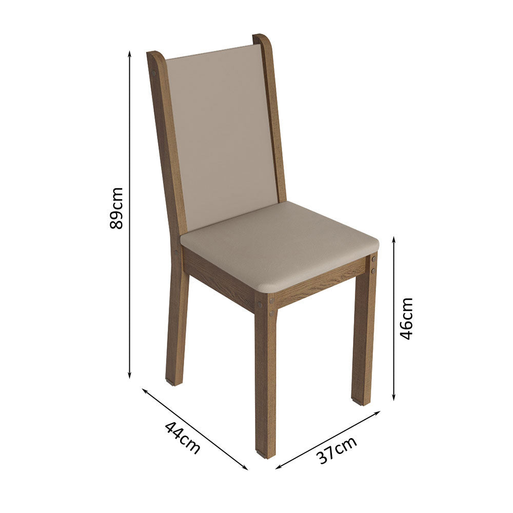 Conjunto de Comedor con Encimera Vidrio 4 Sillas Marrón/Crema/Beige Tifani Madesa