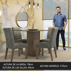 Conjunto de Comedor con Encimera Vidrio 4 Sillas Marrón/Gris/Silver Anaju Madesa