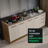 Kit con 2 Muebles de Cocina 3 Cajones y 4 Puertas (Sin Tablero Ni Fregadero) Marrón/Crema Agata Madesa 01