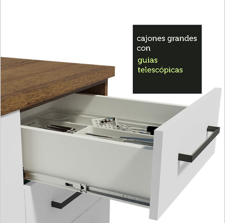 Mueble de Cocina Madesa Agata 60 cm 3 Cajones Marron/Blanco