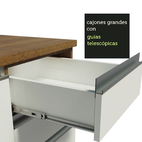 Mueble de Cocina Para Fregadero Madesa Glamy 120 cm 2 Puertas y 3 Cajones (Sin Tablero ni Fregadero) Marrón/Blanco