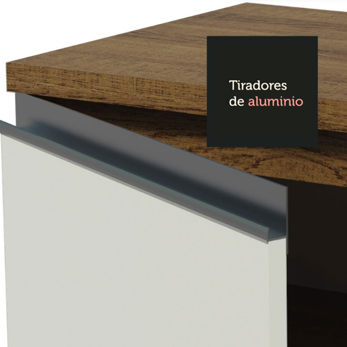 Mueble de Cocina Para Fregadero Madesa Glamy 120 cm 2 Puertas y 3 Cajones (Sin Tablero ni Fregadero) Marrón/Blanco