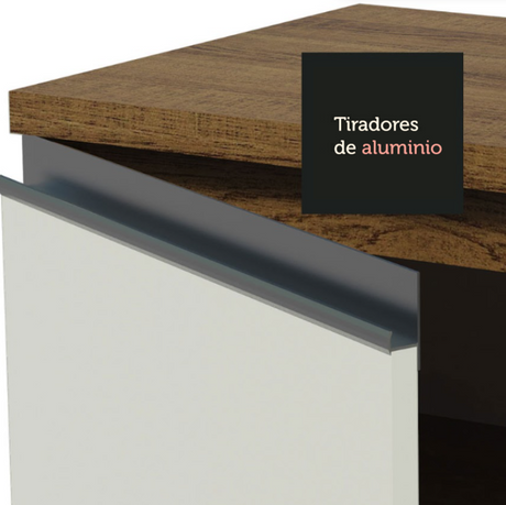 Mueble de Cocina Para Fregadero Madesa Glamy 120 cm 2 Puertas y 3 Cajones (Sin Tablero ni Fregadero) Marrón/Blanco