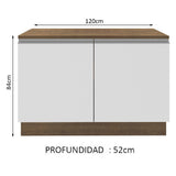 Gabinete Bajo para Fregadero 120 cm 2 Puertas (con Encimera) Glamy  Marrón/Blanco