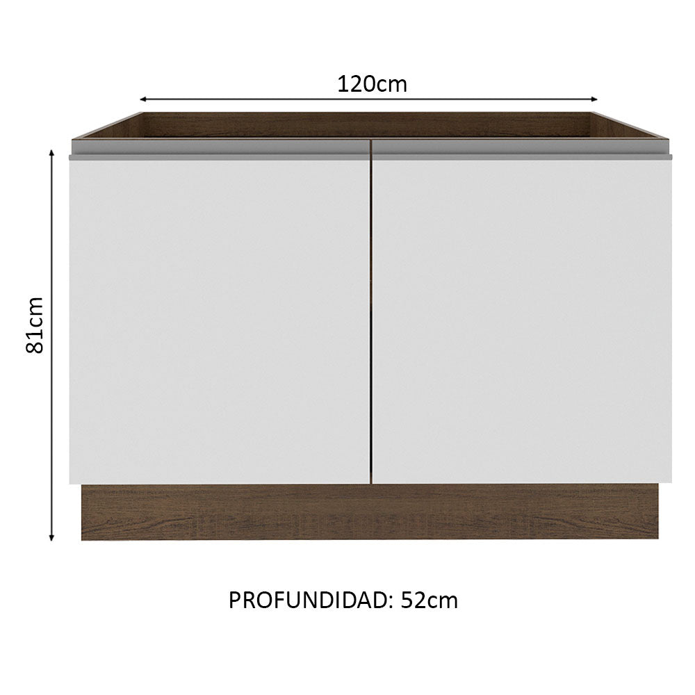 Mueble de Cocina para Fregadero Madesa Glamy 120 cm 2 Puertas (Sin Tablero ni Fregadero) Marrón/Blanco