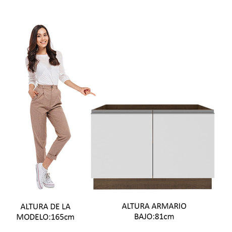 Mueble de Cocina para Fregadero Madesa Glamy 120 cm 2 Puertas (Sin Tablero ni Fregadero) Marrón/Blanco