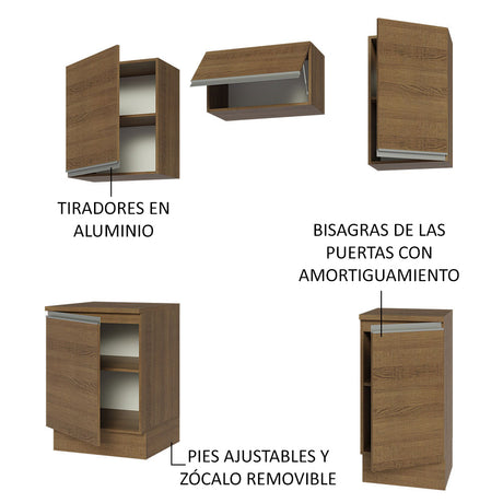 Cocina Compacta 160cm Marrón Glamy Madesa 07