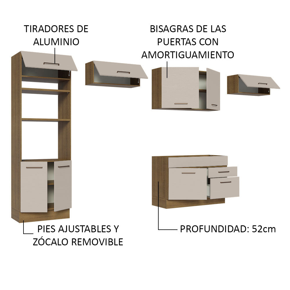 Cocina Integral 350cm Marrón/Crema Agata Madesa 01