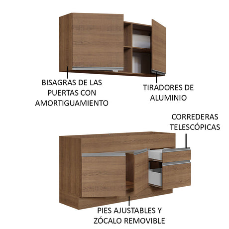 Cocina Compacta 150cm Marrón Glamy Madesa 02