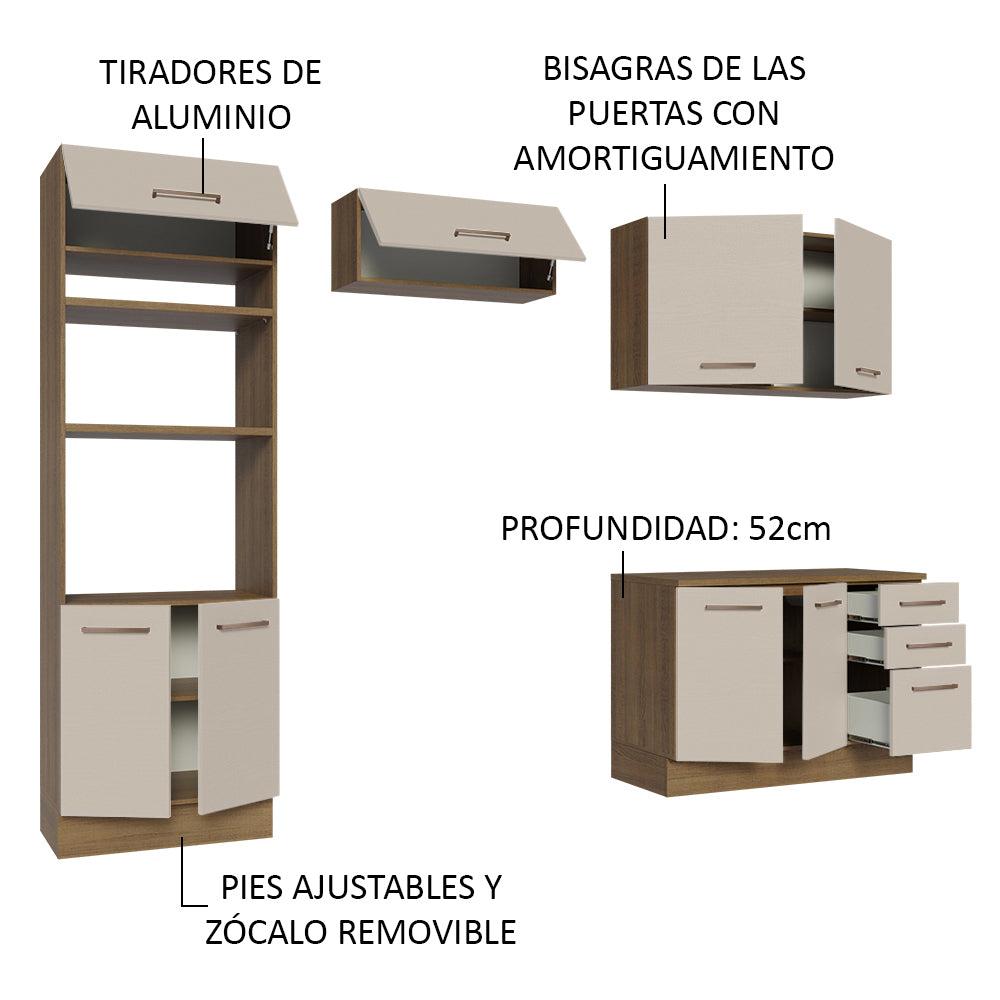 Cocina Integral 270cm Marrón/Crema Agata Madesa 07