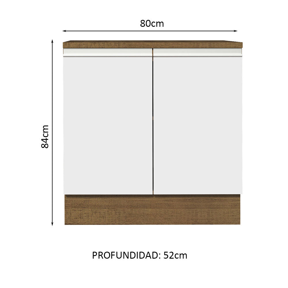 Mueble de Cocina Madesa Glamy 80 cm 2 Puertas Marron/Blanco