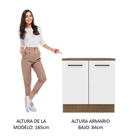 Mueble de Cocina Madesa Agata 80 cm 2 Puertas Marron/Blanco