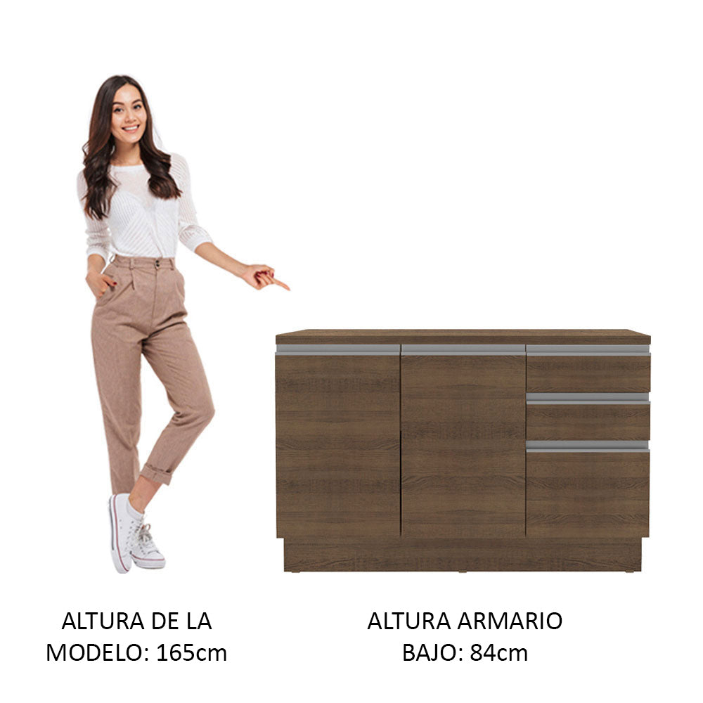 Mueble de Cocina Para Fregadero Madesa Glamy 120 cm 2 Puertas y 3 Cajones (Sin Tablero ni Fregadero) Marrón