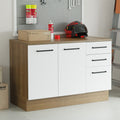 Gabinete Bajo Multiuso 120 cm 2 Puertas 3 Cajones Marrón/Blanco Madesa