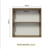 Alacena 70 cm 2 Puertas Marron/Blanco Glamy Madesa