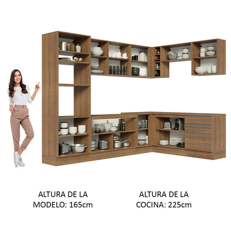 Cocina Integral Esquinera 479cm Marrón Glamy Madesa 01