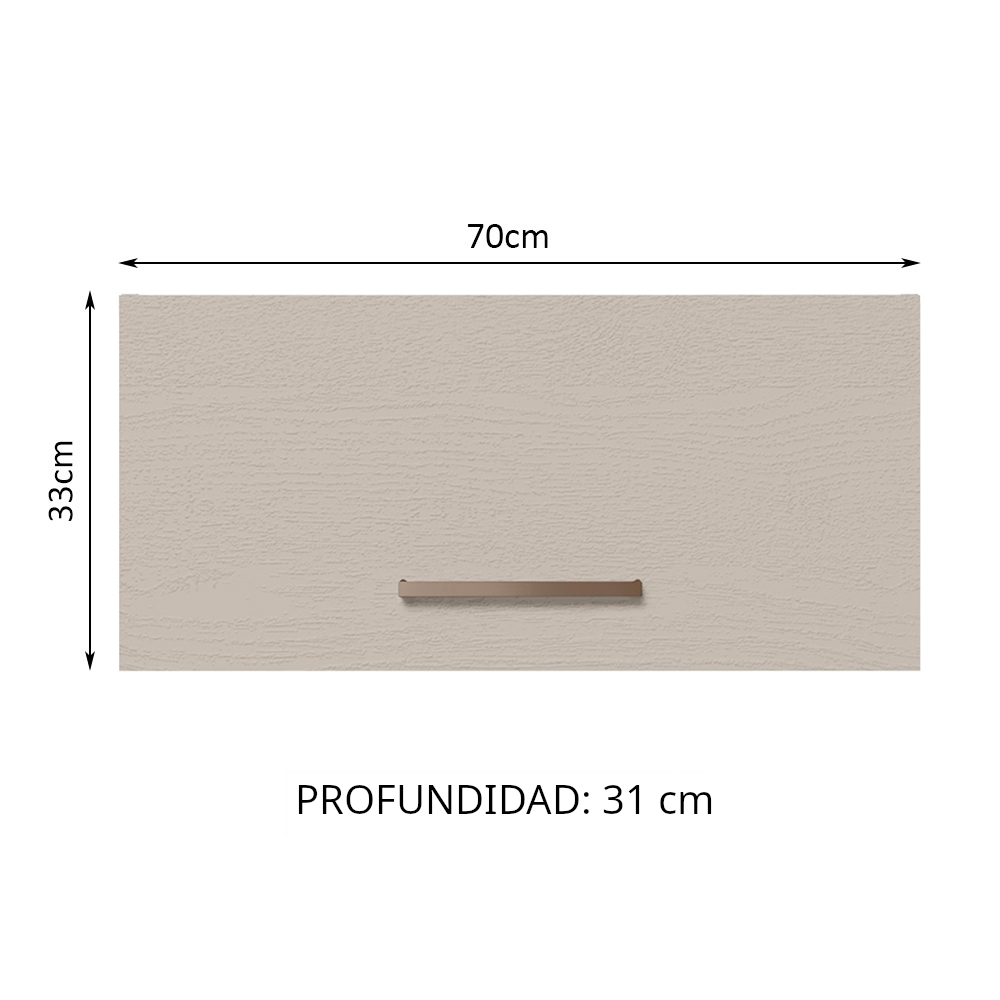 Gabinete Superior 70 cm 1 Puerta Abatible Blanco/Crema Agata Madesa